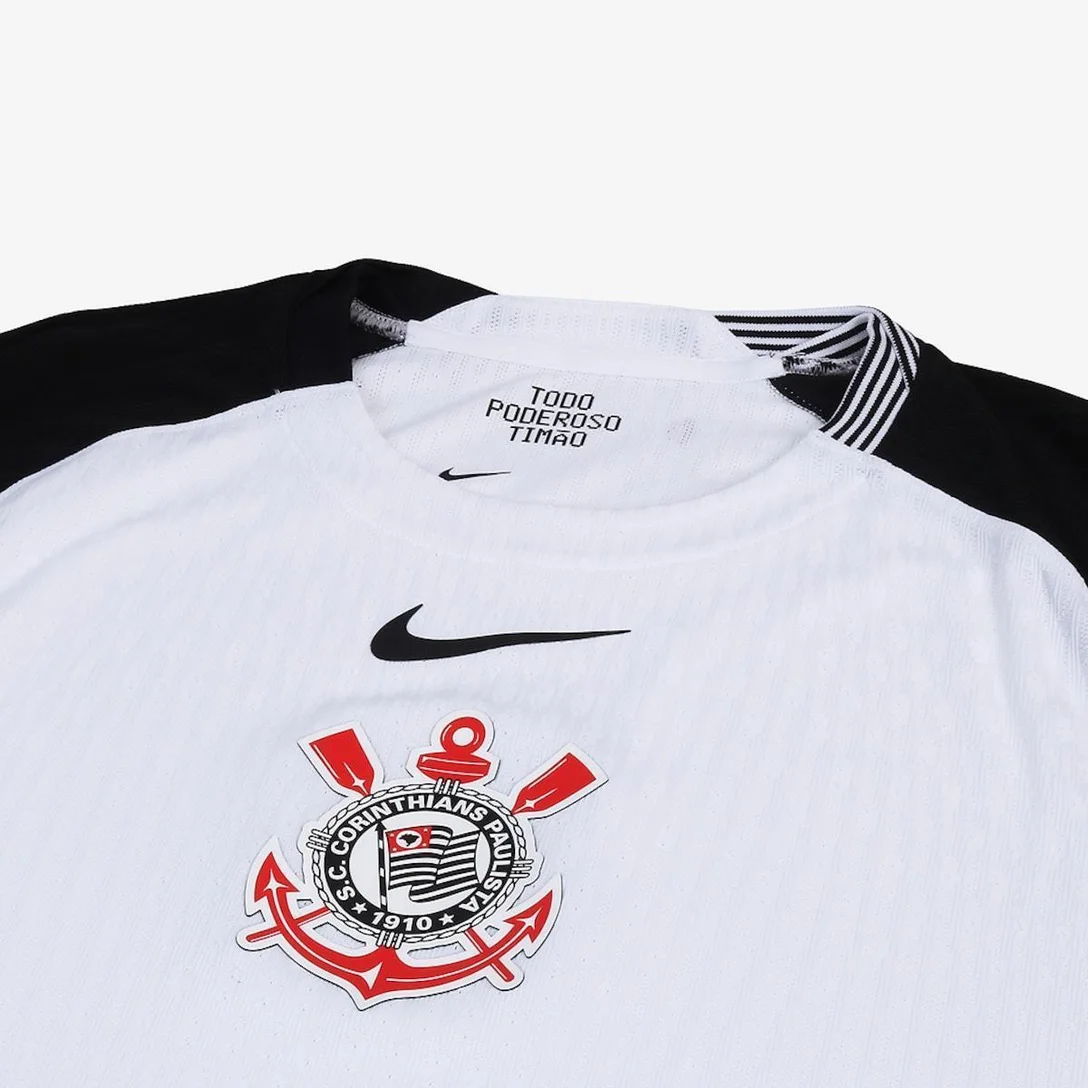 Camisa Nike Corinthians I 2025/26 Torcedor Masculina - Branco+Preto