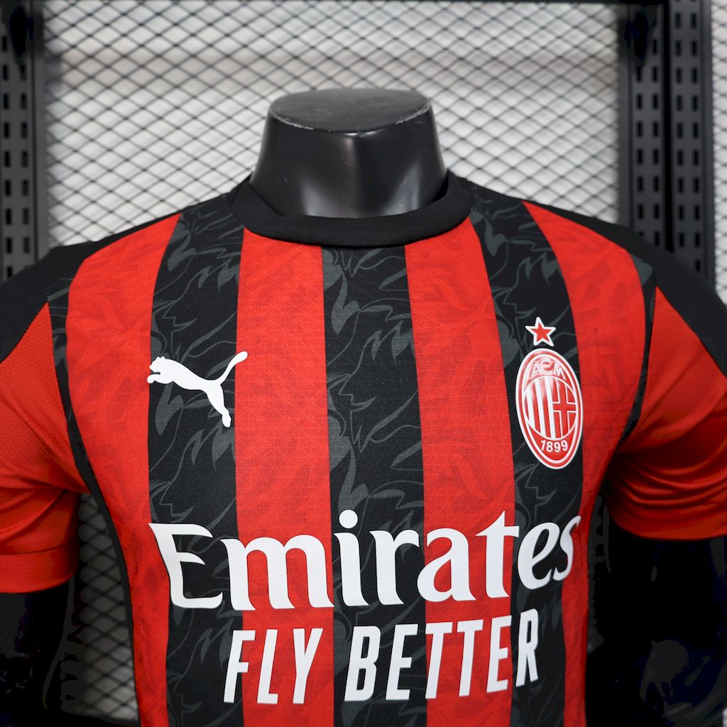 Camisa AC Milan I 2025/26 - Jogador Masculina - Vermelho e Preto