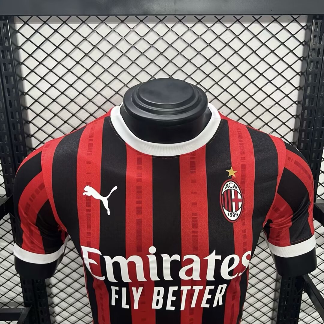 Camisa AC Milan I 2024/25 Jogador Masculina - Vermelha + Preta