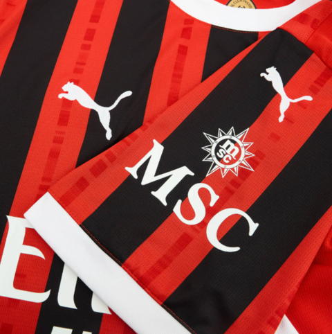 Camisa Milan Home 24/25 - Torcedor Puma Masculina - Vermelho e Preto