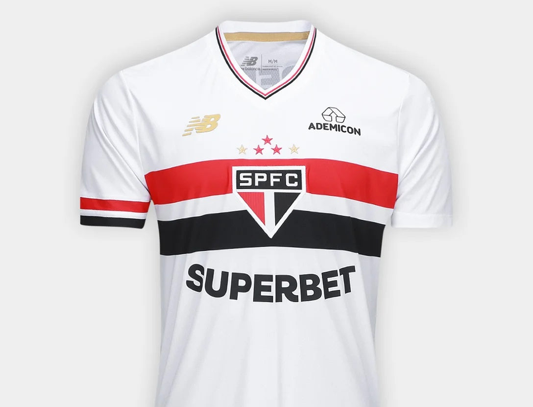 Camisa São Paulo I 25/26 Torcedor New Balance Masculina - Branco+Vermelho