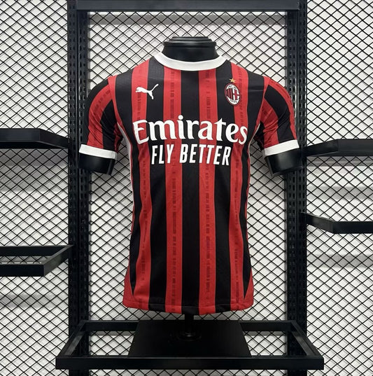 Camisa AC Milan I 2024/25 Jogador Masculina - Vermelha + Preta