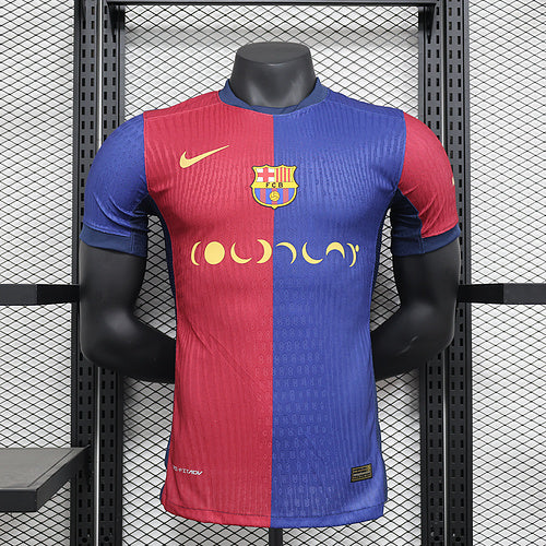 Camisa Barcelona 2024/25 COLDPLAY - Jogador Masculina - Vermelha + Azul