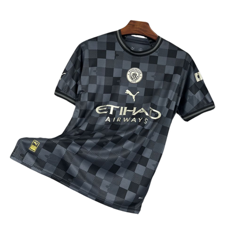Camisa Manchester City LV Co Branded Torcedor Masculina - Preta e cinza
