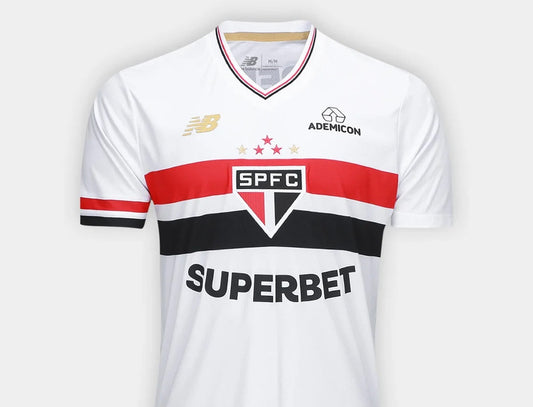 Camisa São Paulo I 25/26 Torcedor New Balance Masculina - Branco+Vermelho